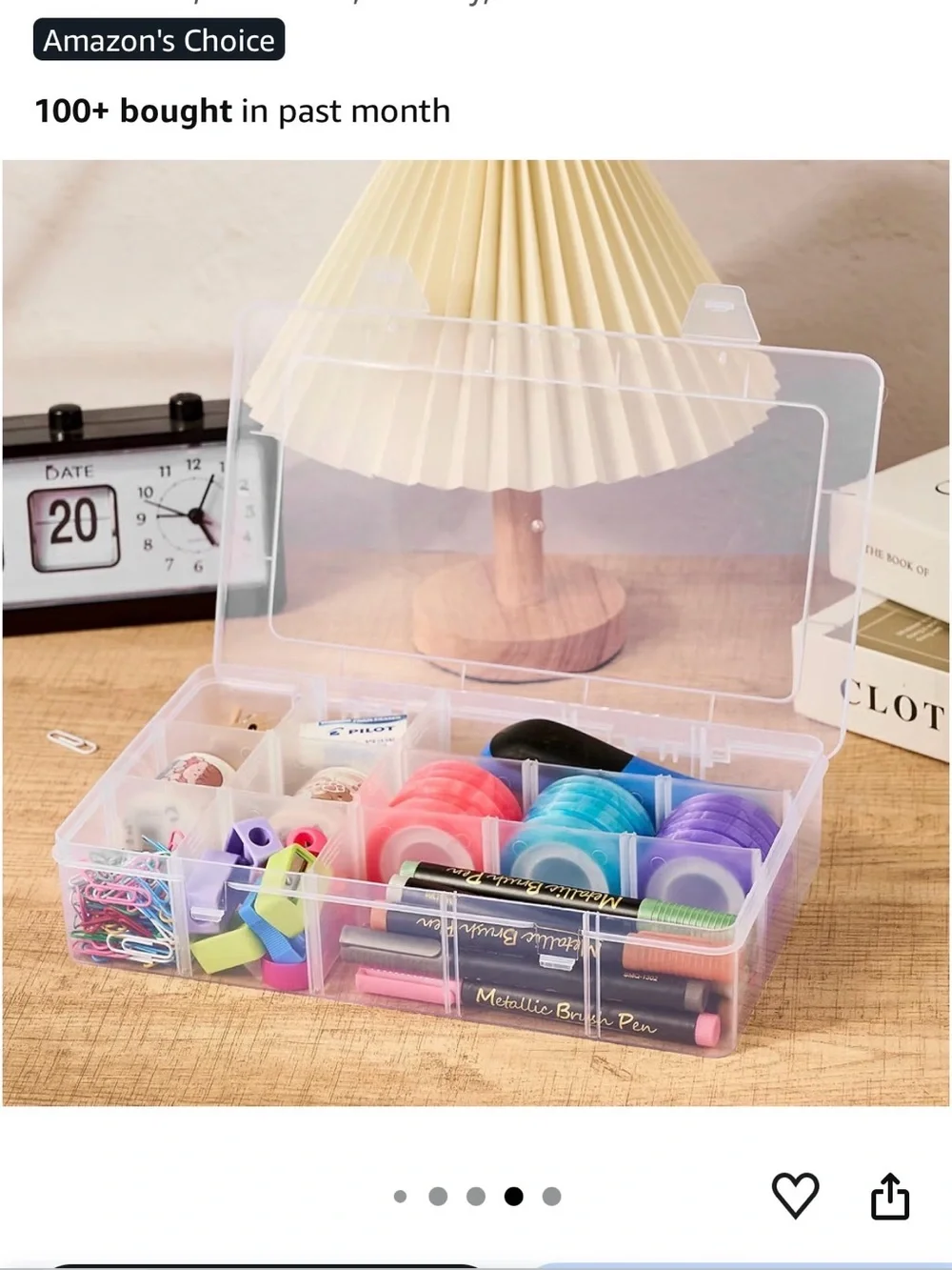 Clear 15-Compartment Plastic Organizer Box with Adjustable Dividers